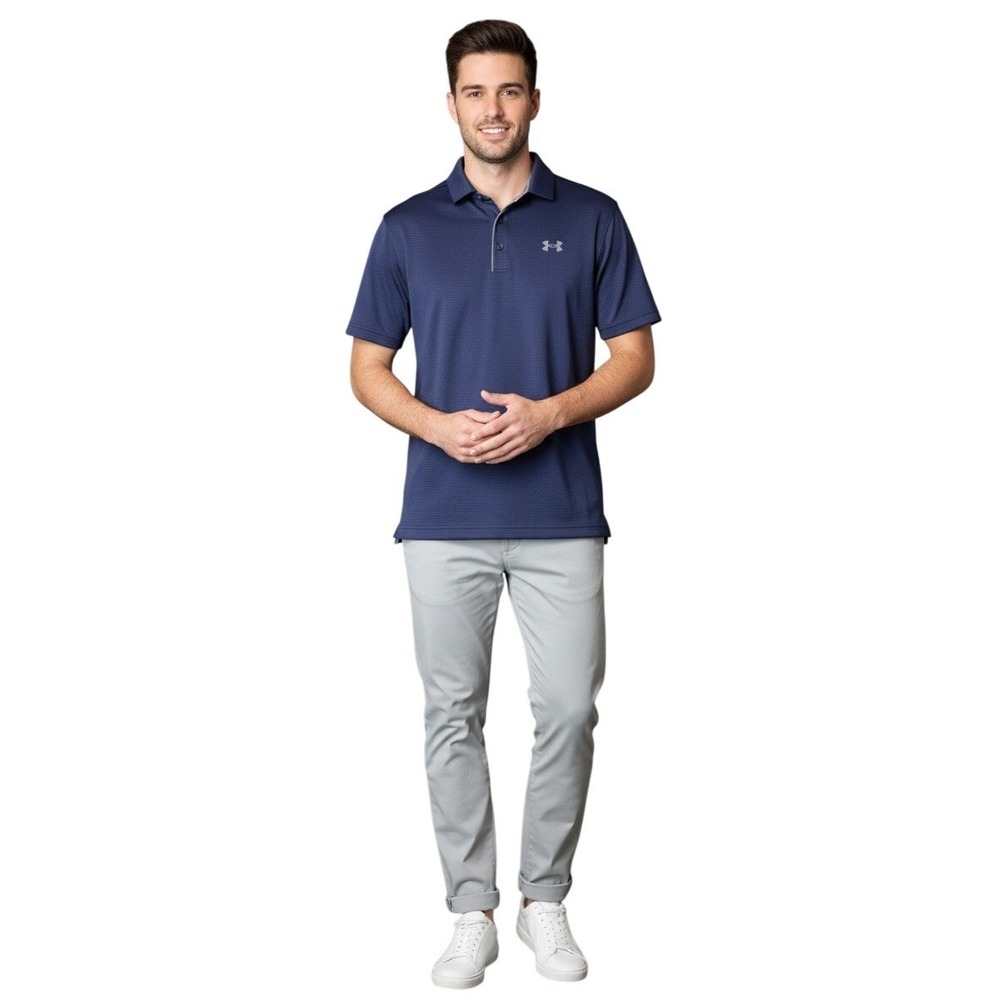 Under Armour Men's Navy Blue Textured Golf‎ Polo Shirt Size S P